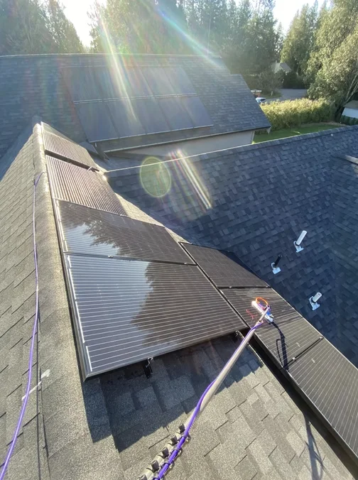 Pure water pole cleaning rooftop solar panels